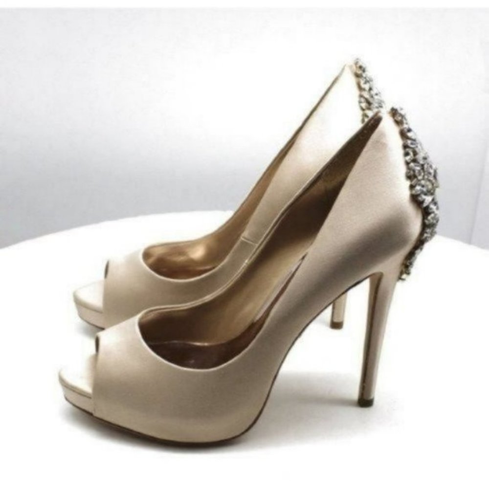 Badgley Mischka Kiara Embellished Peep-Toe Evening Pumps(size 8.5) - Picture 5 of 5